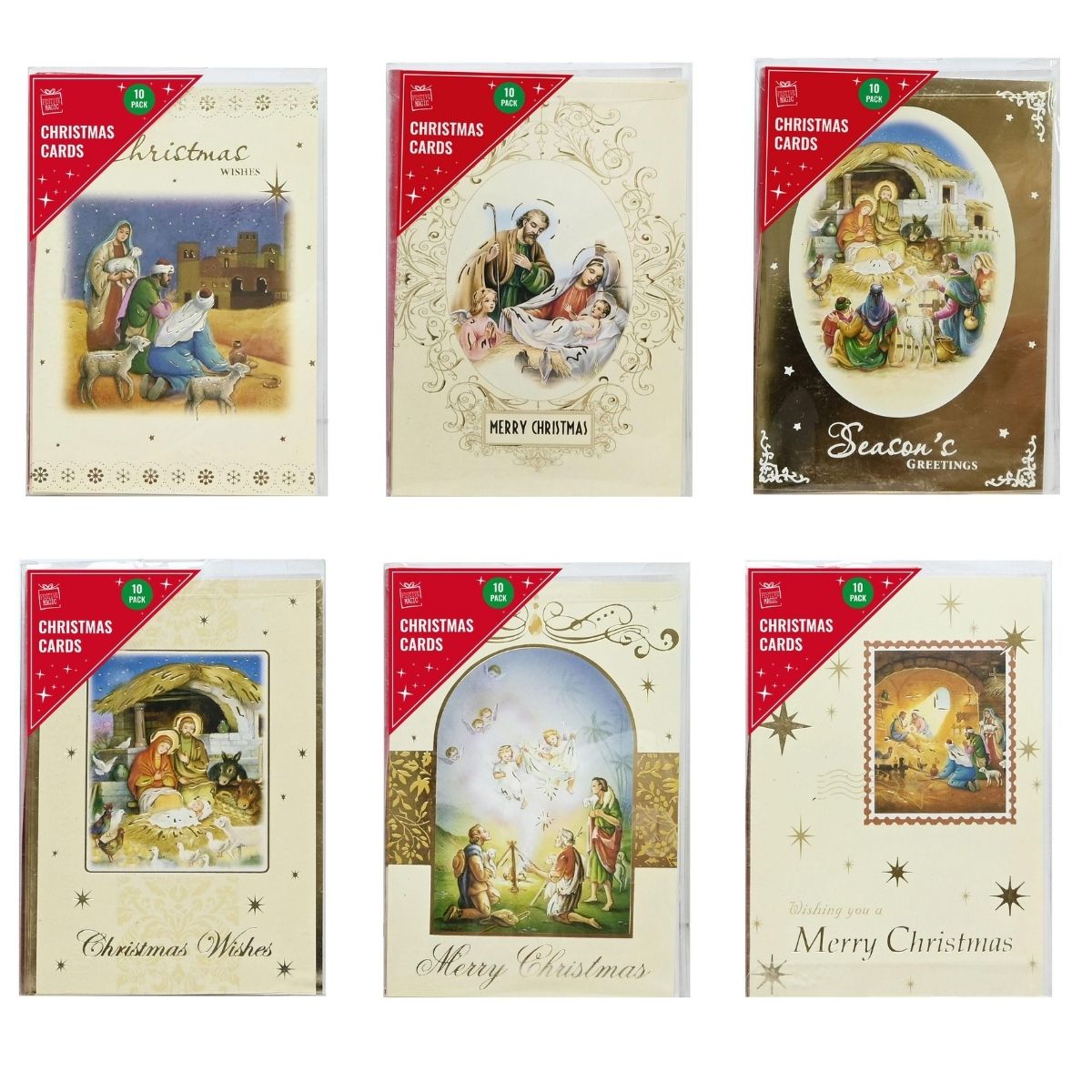 Religious Foil Greeting Cards 10 Pack – 17 x 12cm