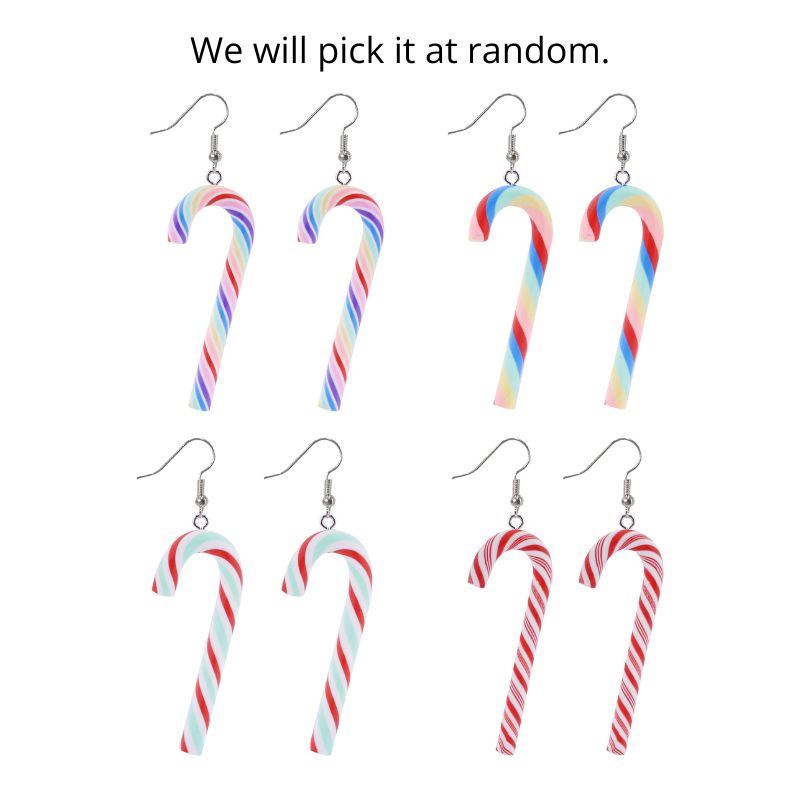 Candycane Stripe Earrings Asst