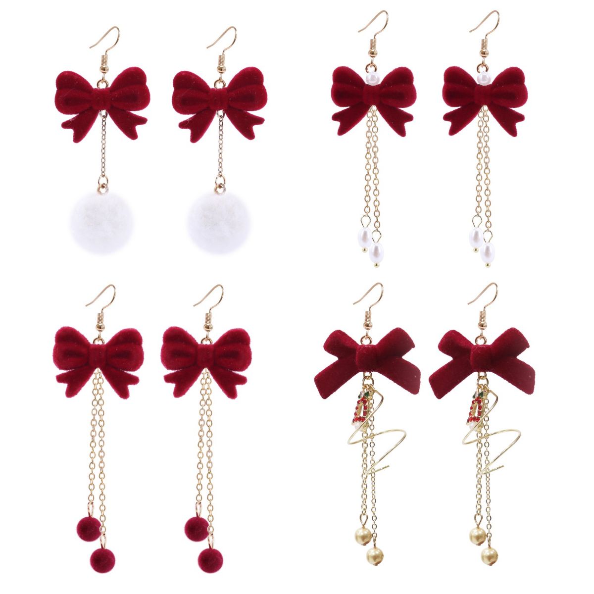 Flocked Elegant Bow Earrings Assorted
