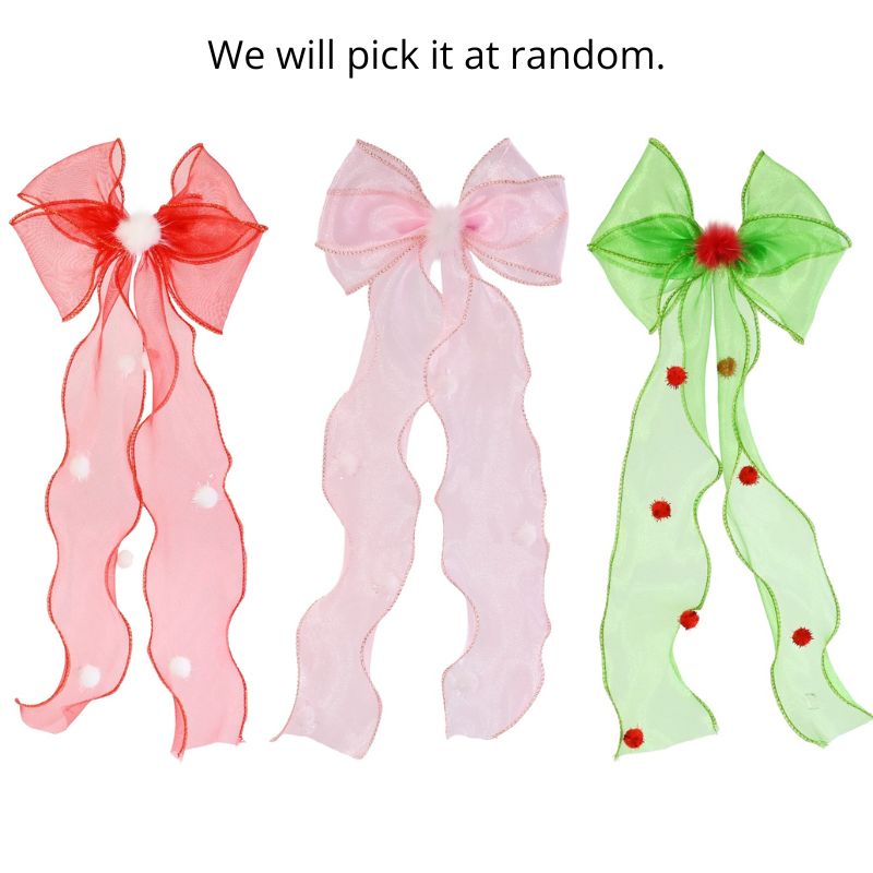 Organza Pom Pom Bow Clip Asst