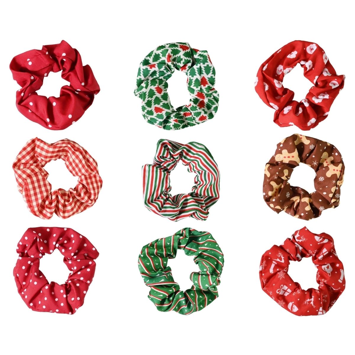 Christmas Hair Scrunchies 3 Pack Assorted - 10x1x10cm