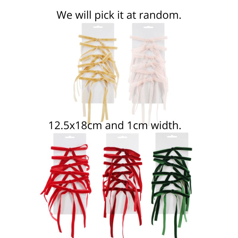 Mini Tree Bow Velveteen 6pk Asst