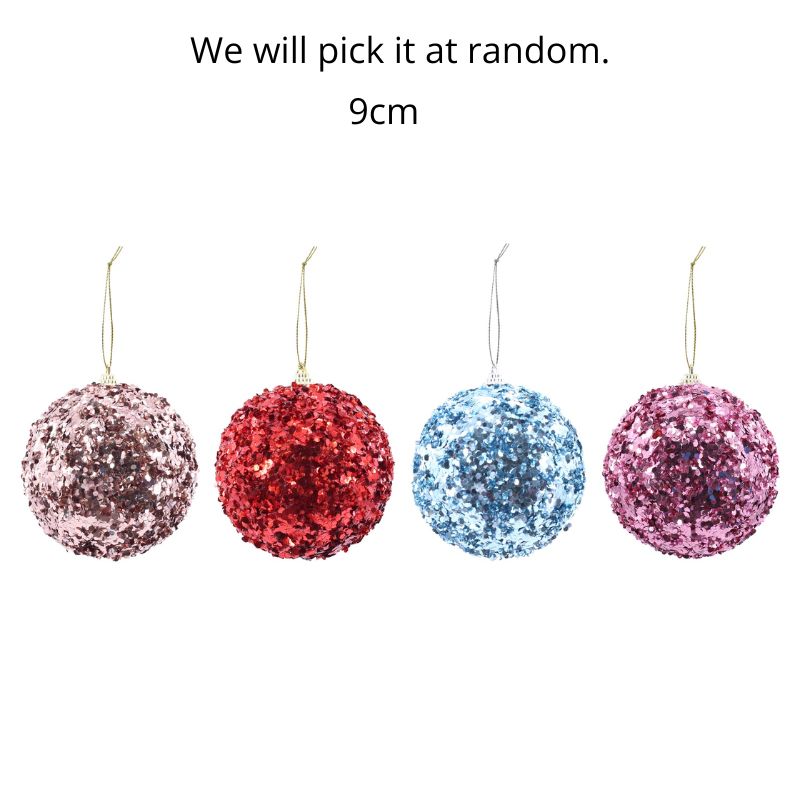 Sequin Bauble 9cm Asst