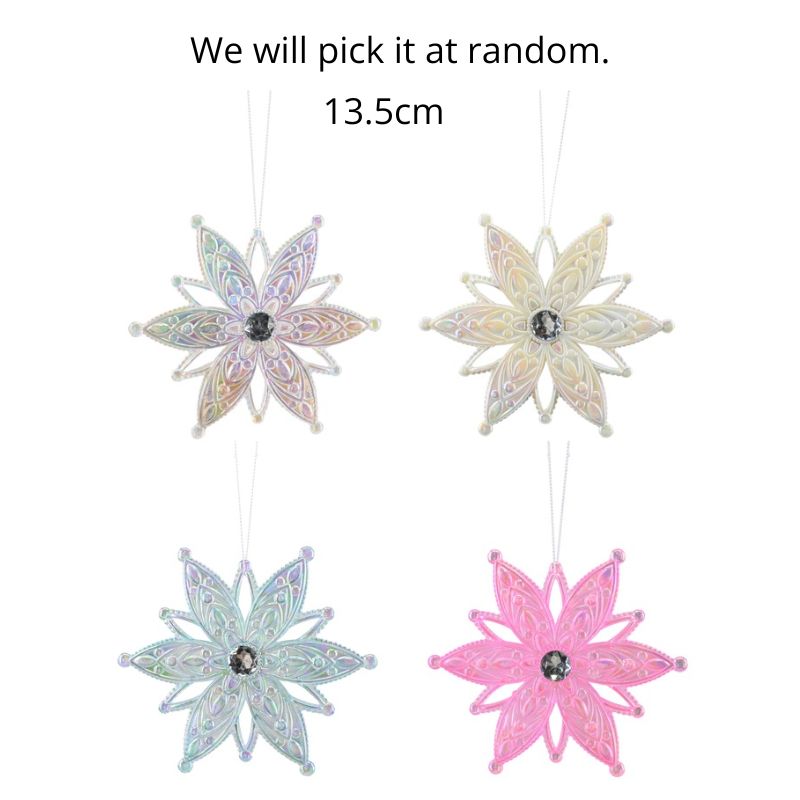 Hanging Iridescent Poinsettia 13.5cm Asst