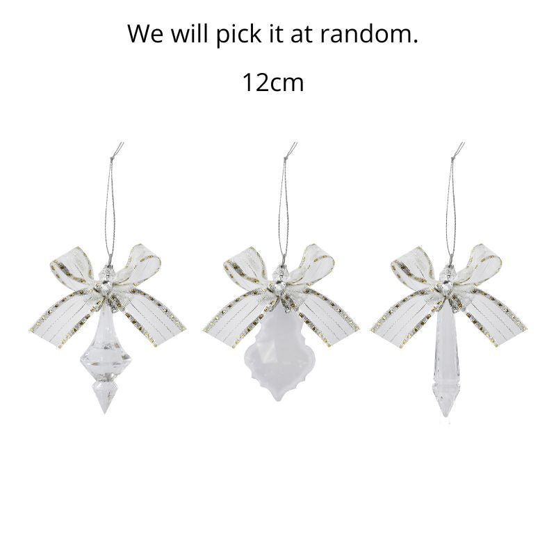 Hanging Crystal Ribbon Deco 12cm Asst