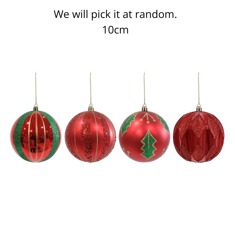 Bauble Classic Red-Green 10cm Asst