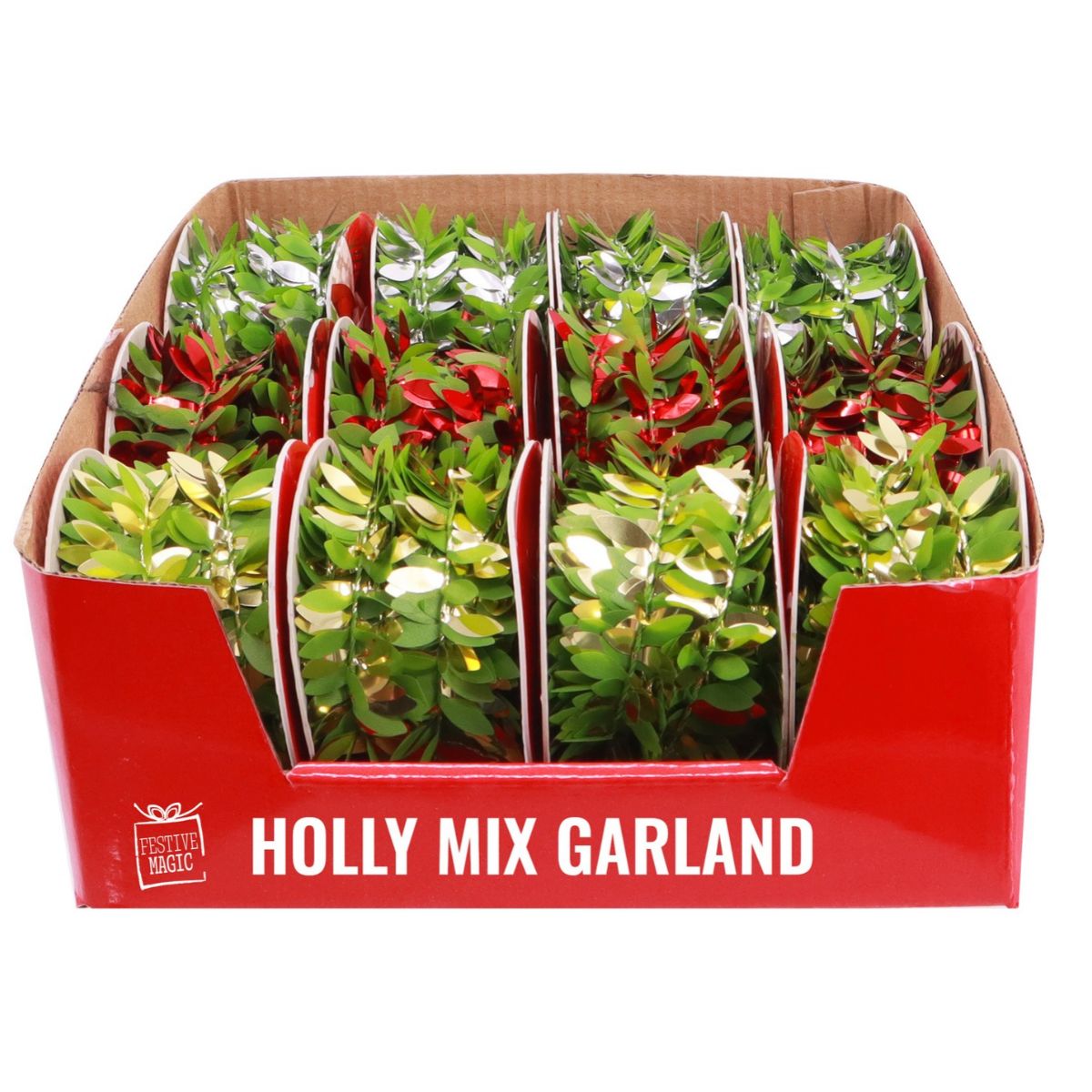 Leafy Metallic Garland 5.4m Assorted