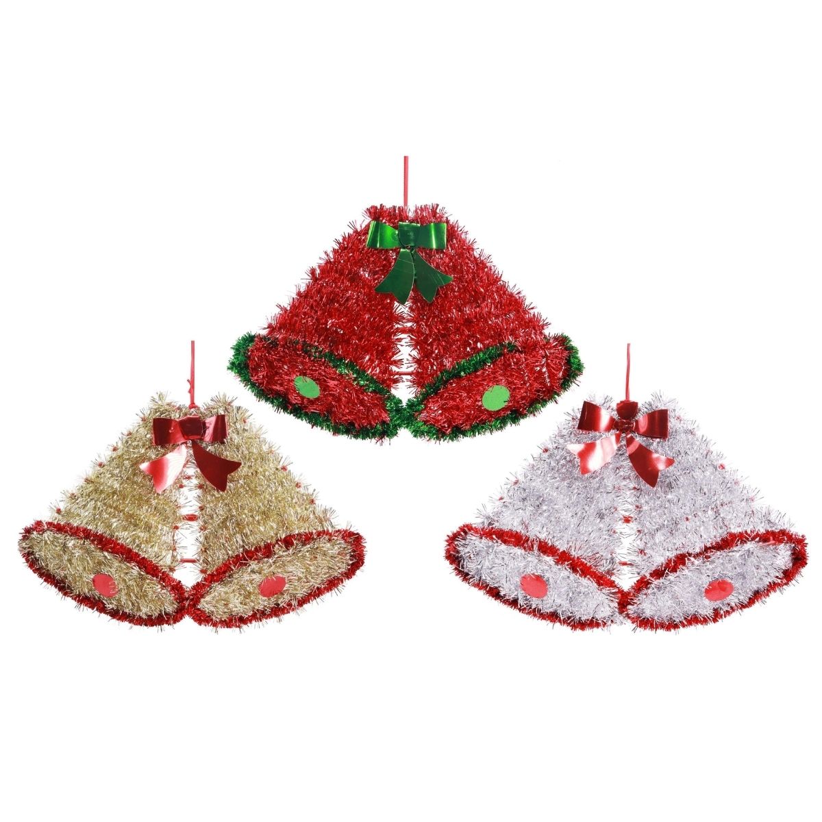 Tinsel Twin Bell Plaque Assorted