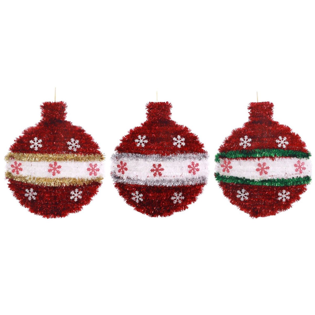 Tinsel Bauble Plaque Assorted