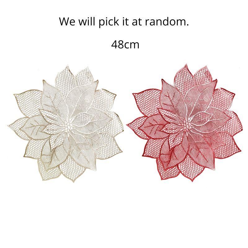 Metallic Placemat Poinsettia 48cm Asst