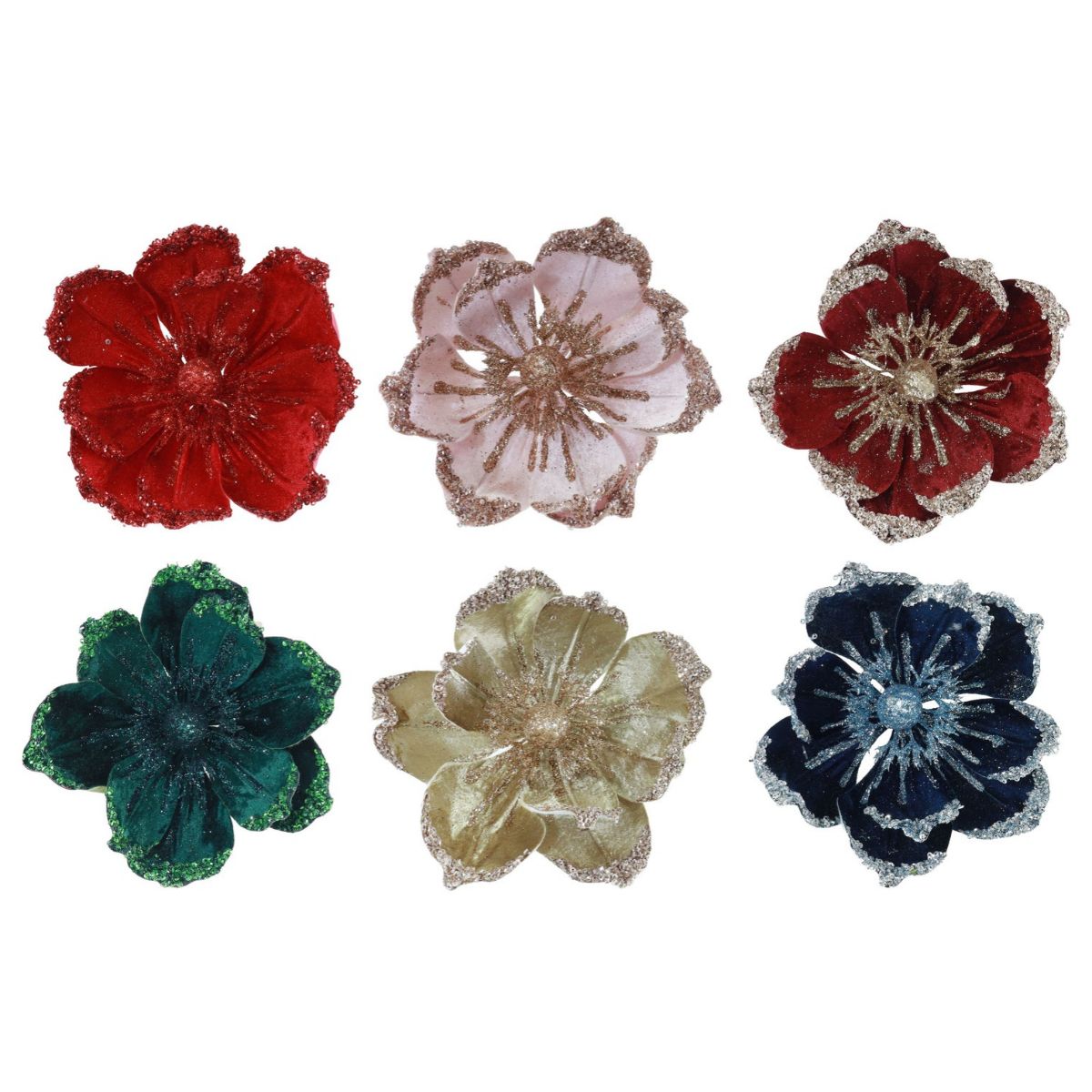 Glitter Magnolia Clip Assorted