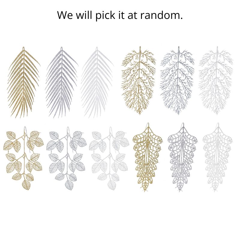 Glitter Leaf Pick 2pk 45cm Asst