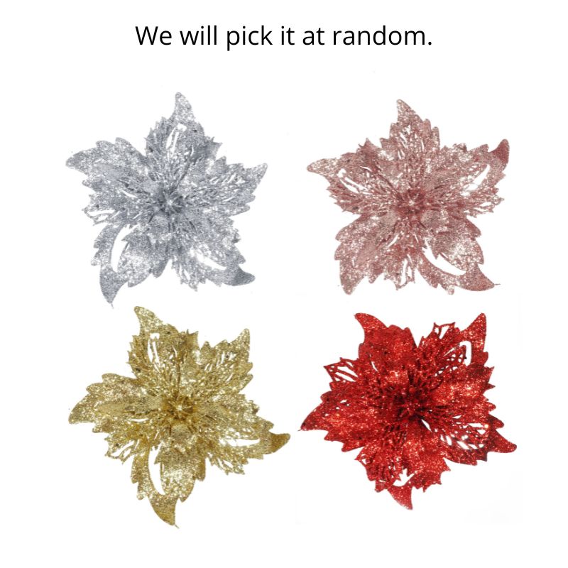 Glitter Poinsettia Clip Asst