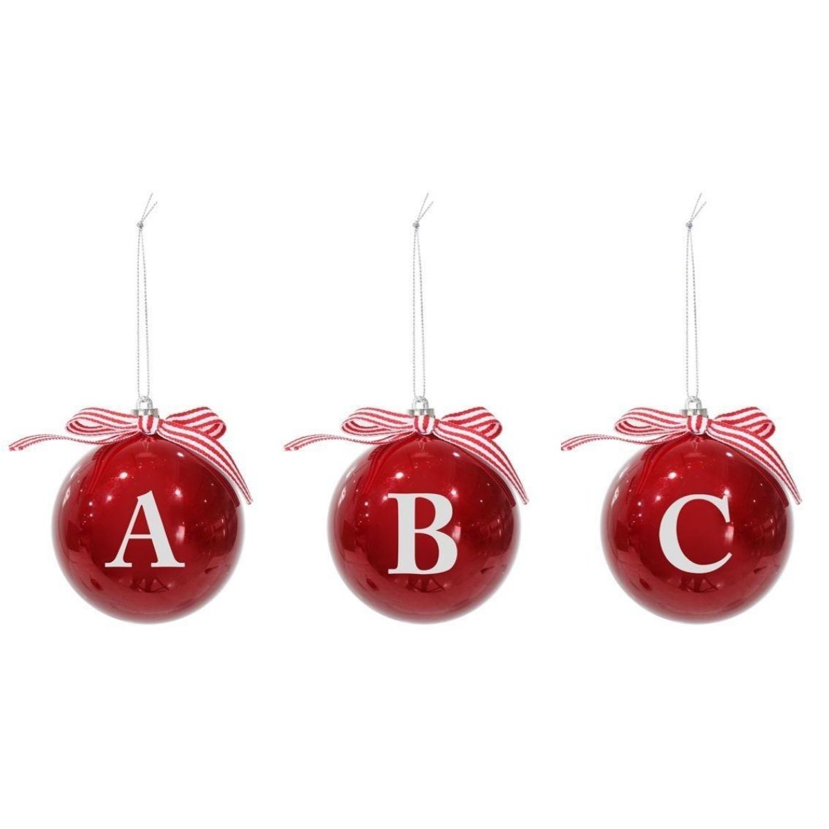Glossy Alphabet Christmas Bauble Assorted - 8cm