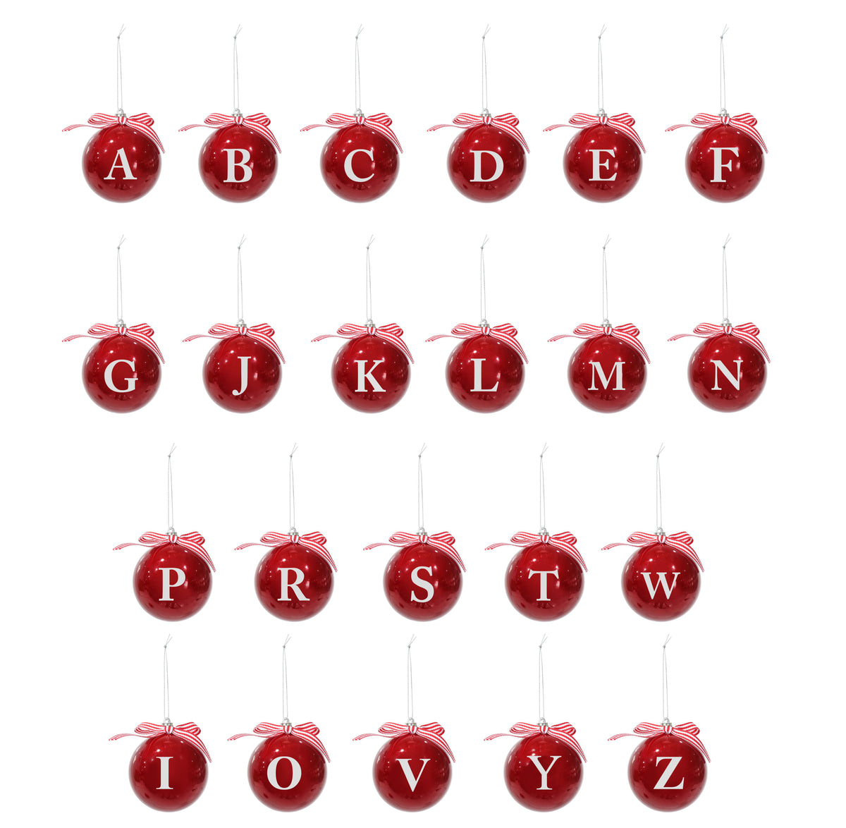 Glossy Alphabet Christmas Bauble Assorted - 8cm
