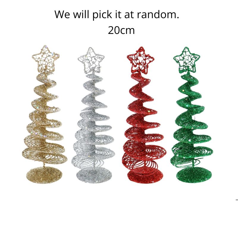 Glitter Wire Spiral Tree 20cm Asst