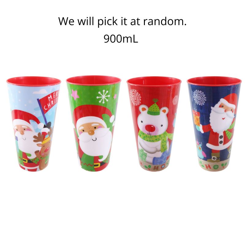 Christmas Mega Plastic Cup 900mL Asst