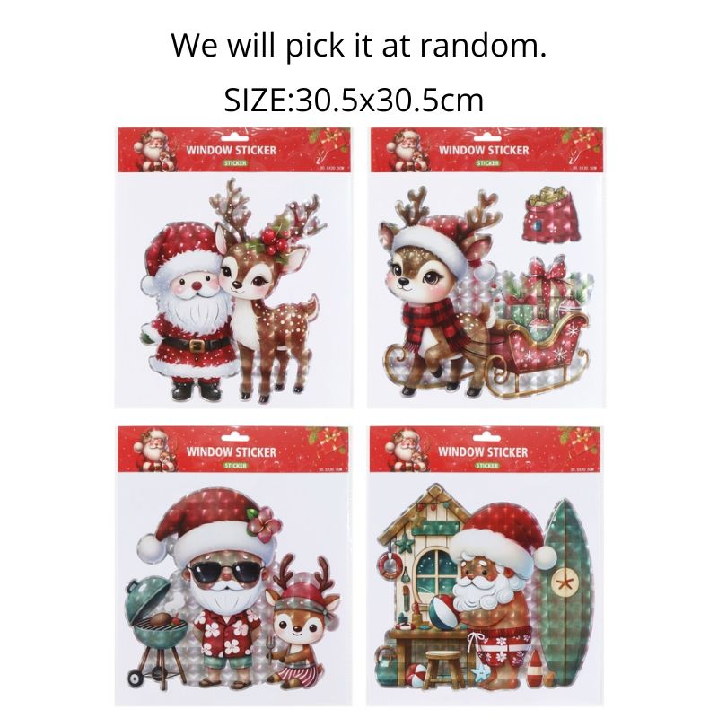 Window Cling Santa Laser Asst