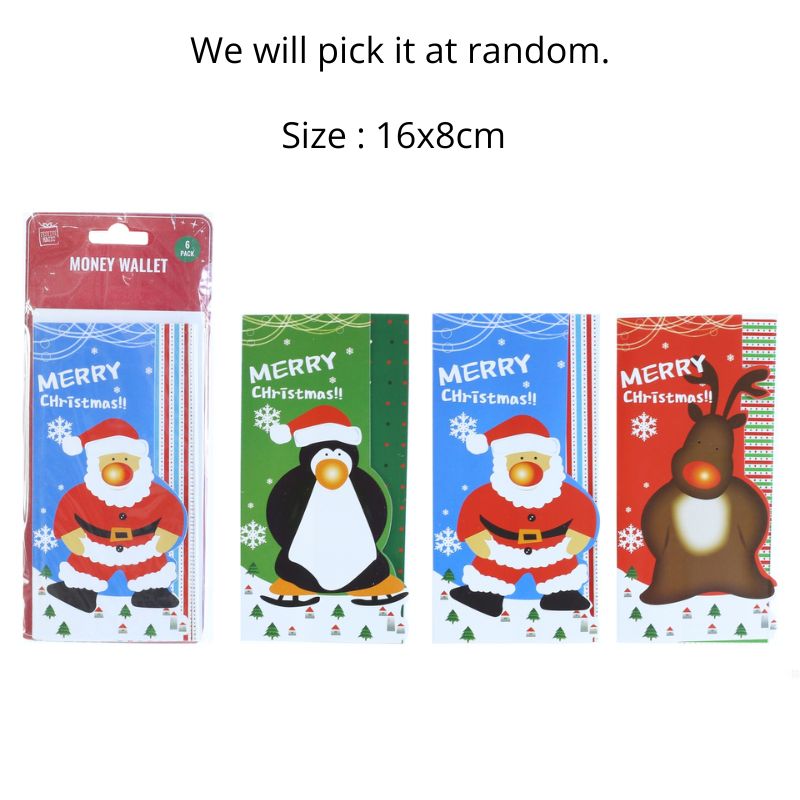 Christmas Character Money Wallets 6pk