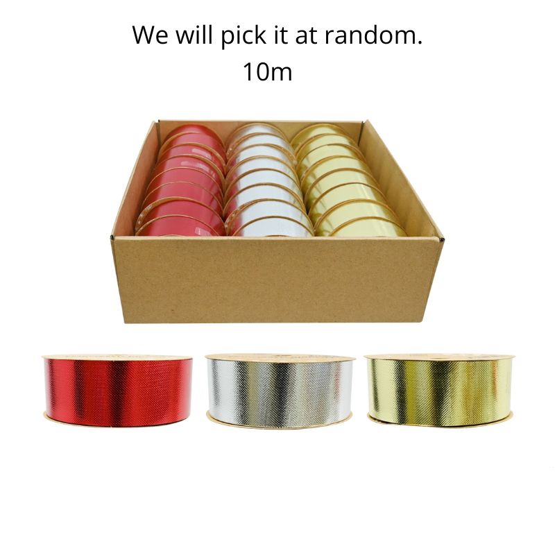 Metallic Embossed Ribbon 10m Asst