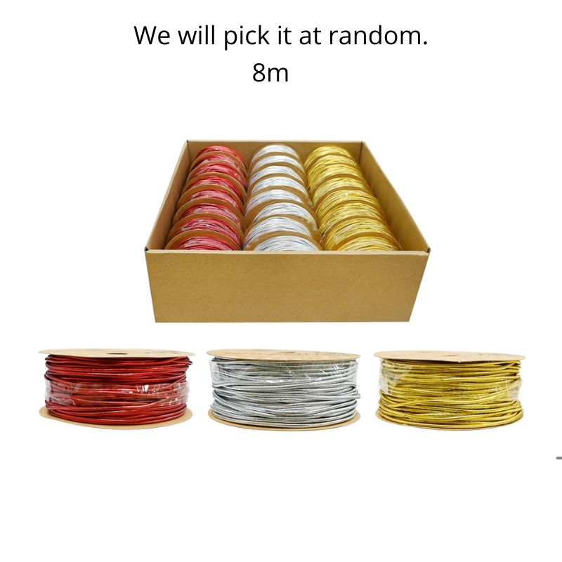 Gift Twine Metallic Elastic 8m Asst