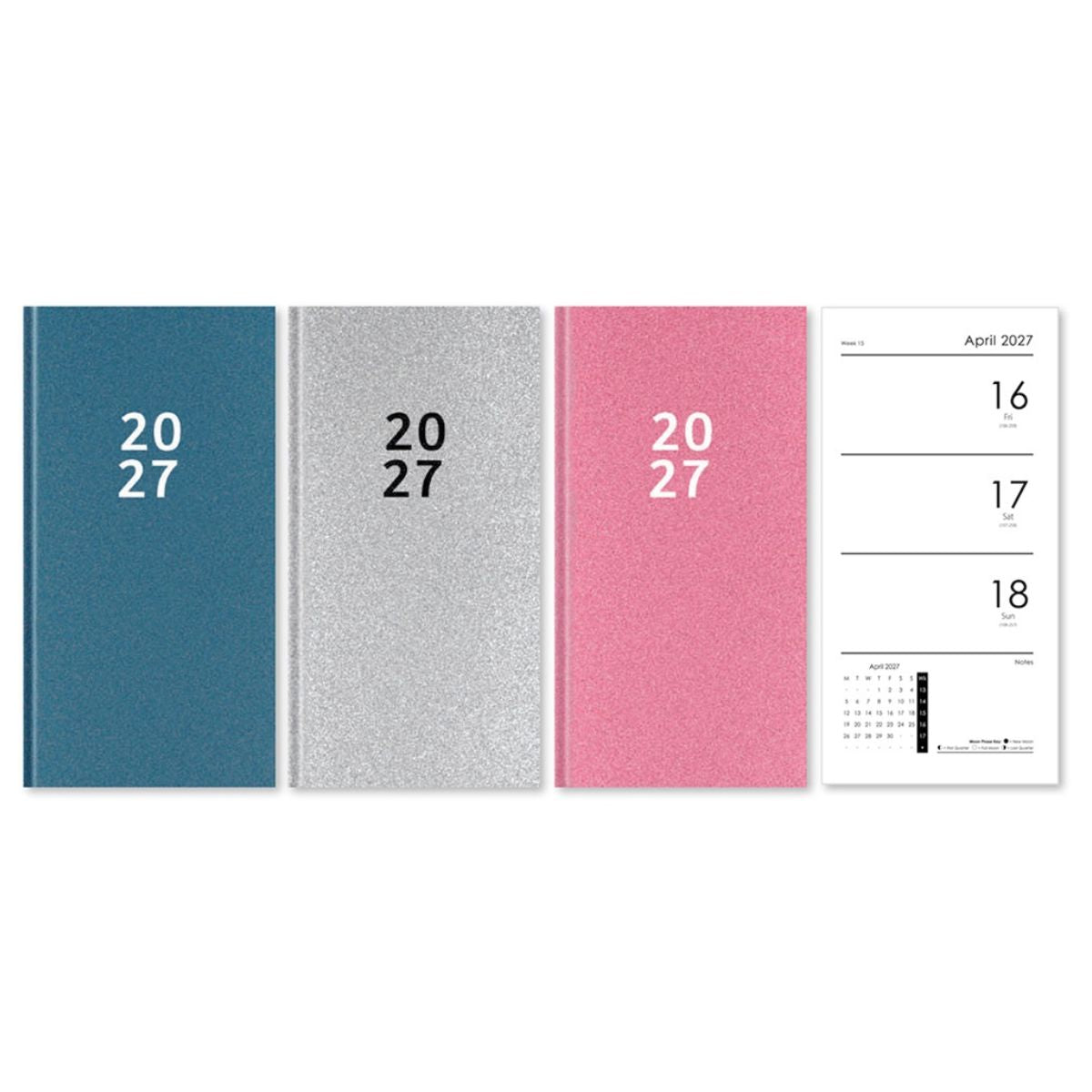 2027 Fashion Slim Glitter Diary - Week to View