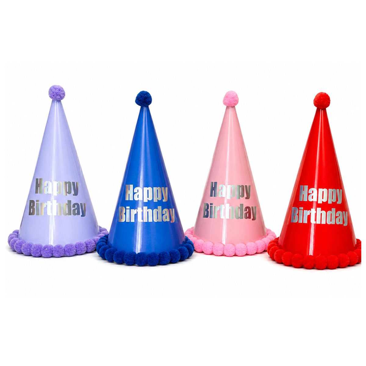 Party Birthday Cone Hat Tall 18x28.5cm 4 Assorted
