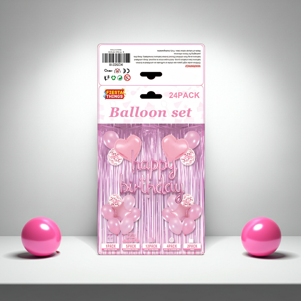 Pink Birthday Balloon Set – Girls Party Decorations