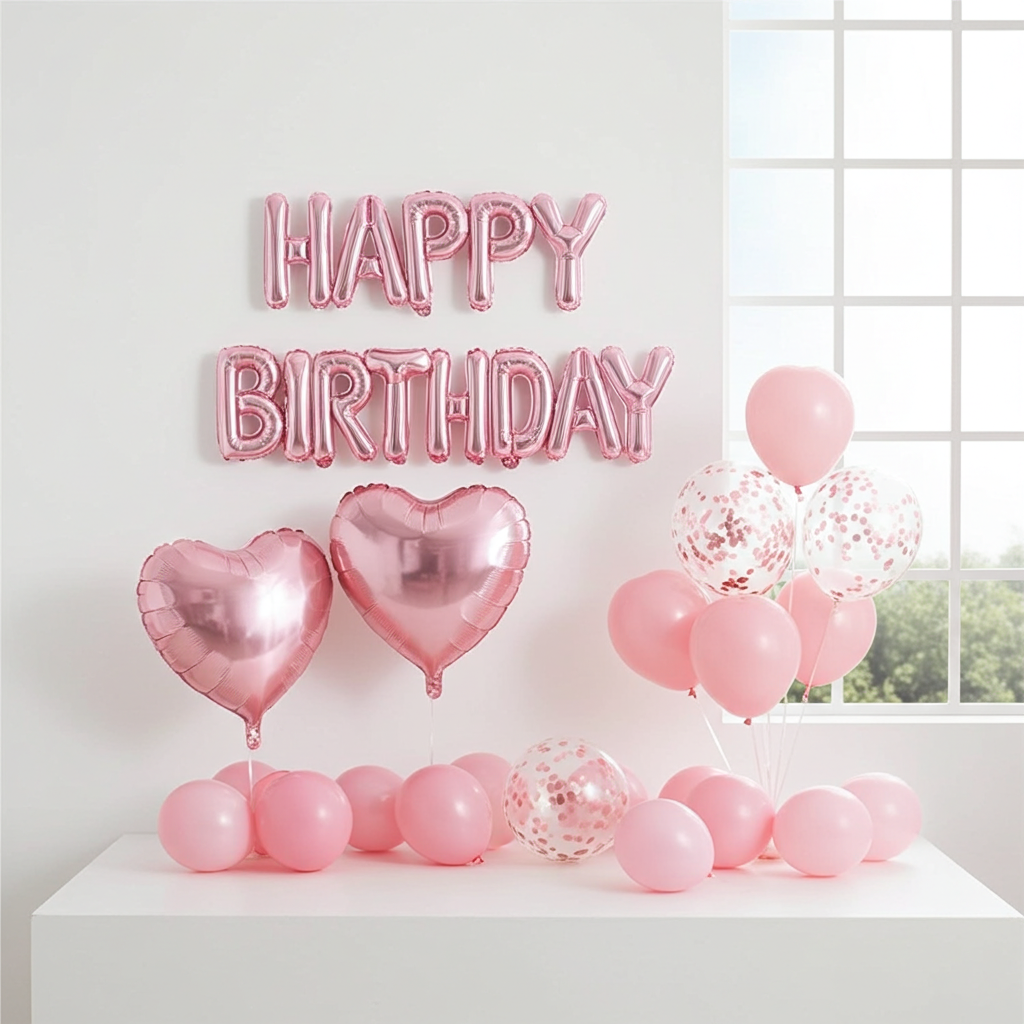Pink Birthday Balloon Set – Girls Party Decorations