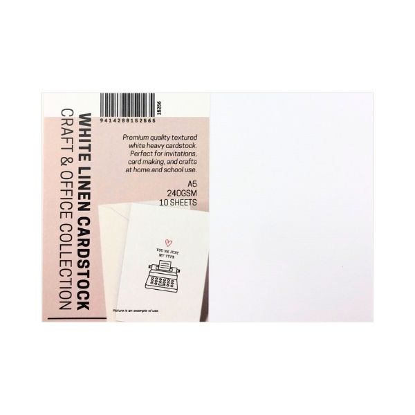 Premium A5 240gsm 10pk White Linen image 0