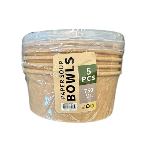 750ml Kraft Bowl with Lid 5PC image 0