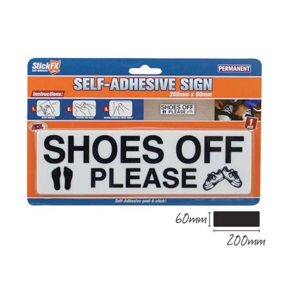 1pce Shoes Off Please Adh Sign-20x6cm image 0