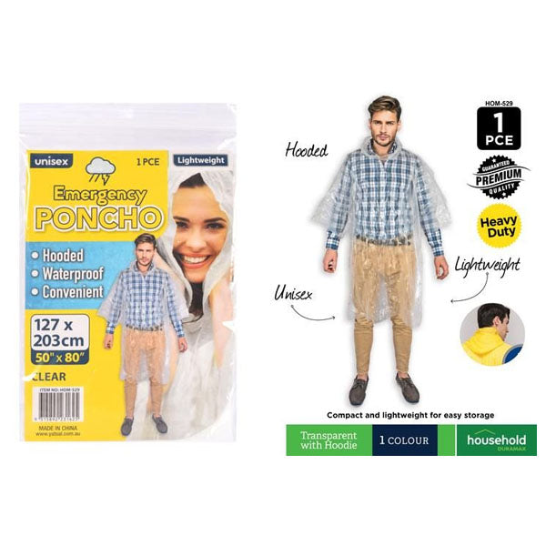 1pce Emergency Poncho-Transparent/Clear image 0