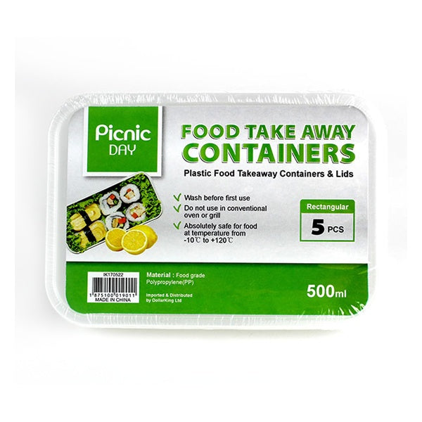Plastic Containers with Lids - Rectangular 500ml image 0