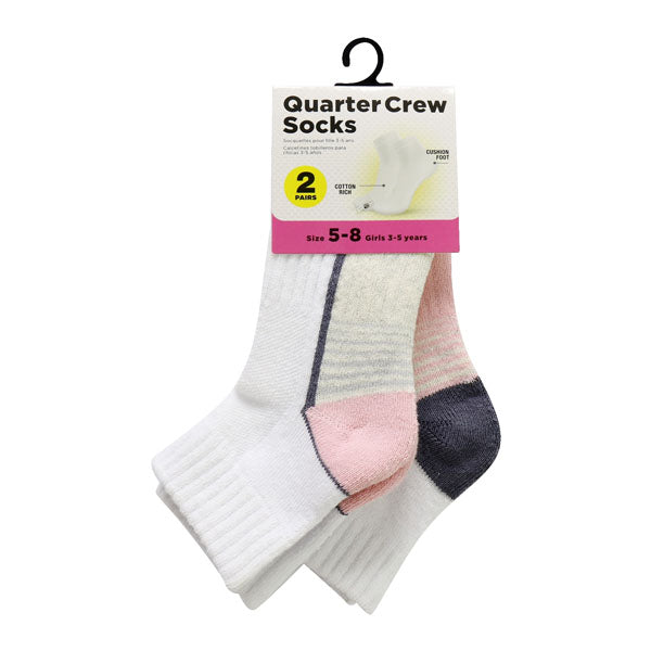 QUARTER CREW SOCK GIRL 2PR 5-8 image 0