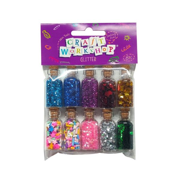 Craft Glitter Bottles 10pc Asst image 0