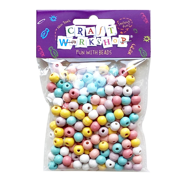 Craft Beads Wooden Pastels 8mm 200pc image 0