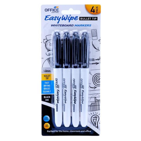 Markers Whiteboard Fine Tip (Black) 4pk image 0
