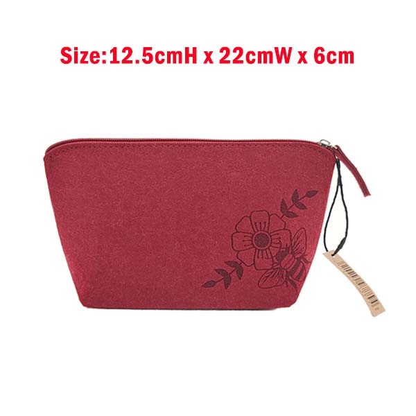 Cosmetic Bag Felt Bee NZ 22cm Burgundy image 0