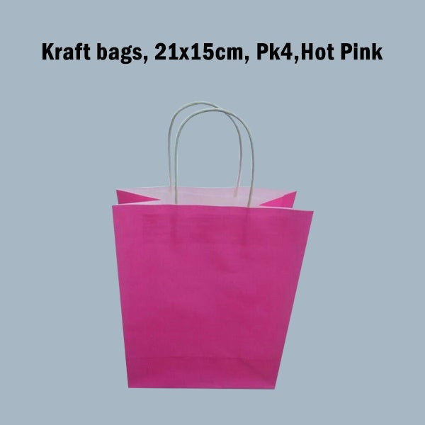 Kraft bags 21x15cm Pk4 Hot Pink image 0