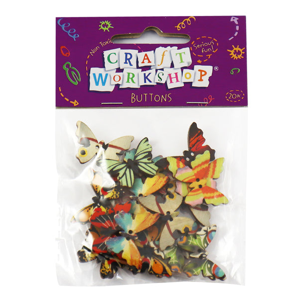 Craft Buttons Colourful Butterflies 20pc image 0