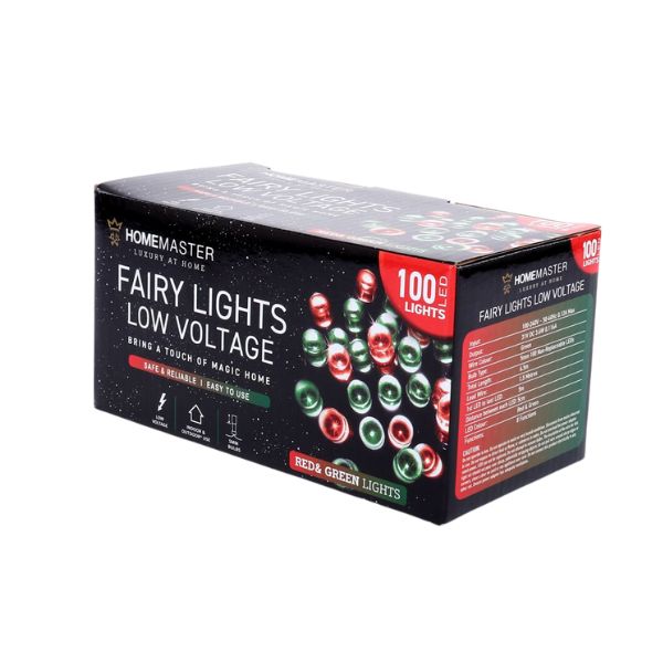 Fairy Light Low Voltage 100LED 6.5m Total Length Red & Green 8 Function image 0