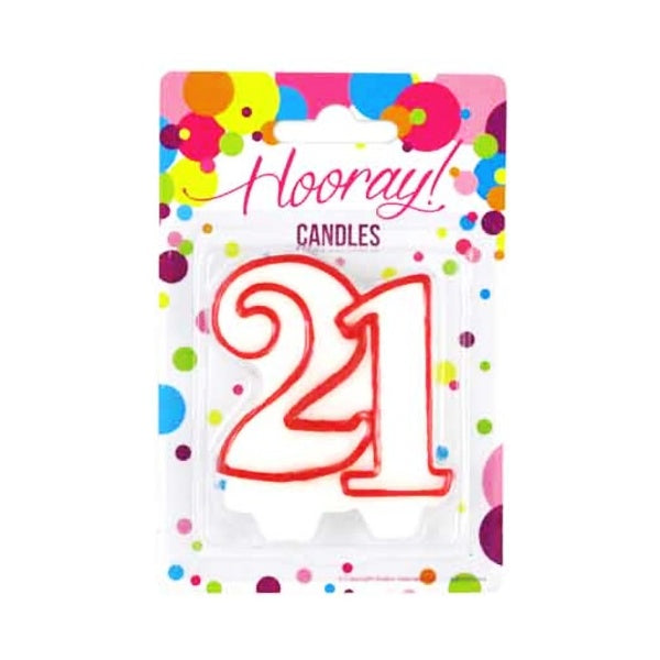 Candle Number 21 Red/White 8cm BC image 0