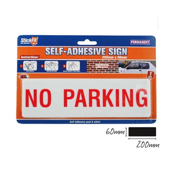 1pce No Parking Adhesive Sign-20x6cm image 0