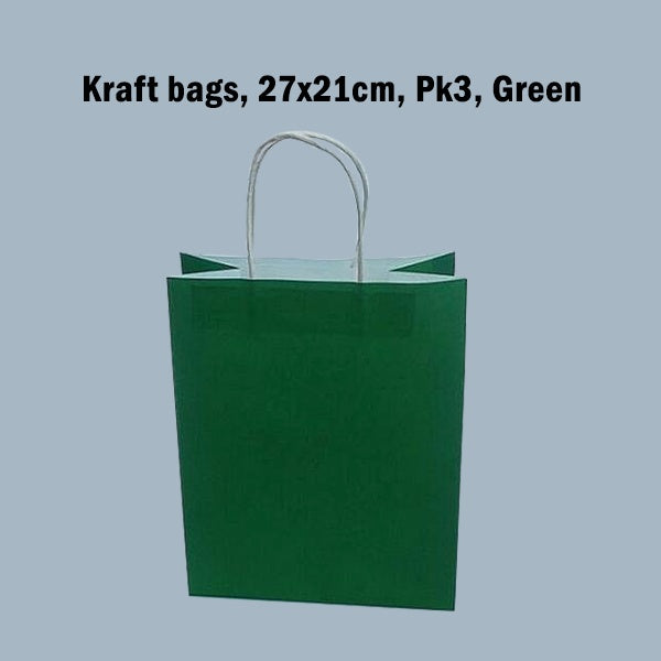 Kraft bags 27x21cm Pk3 Green image 0