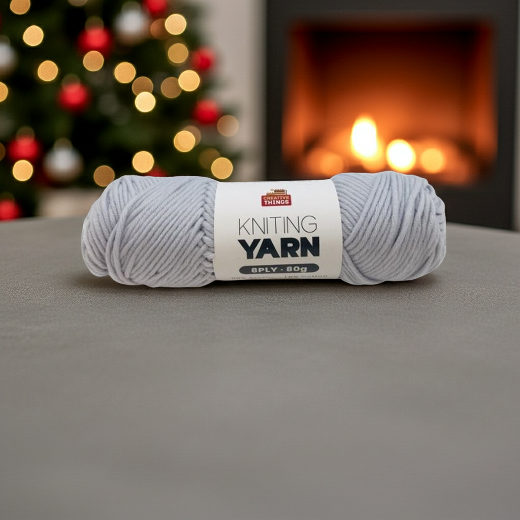 8PLY KNITTING YARN - 80G(LIGHT GREY)