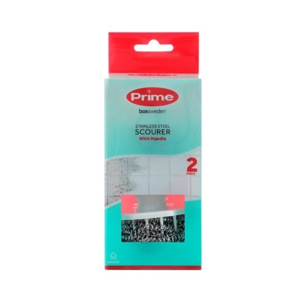PRIME 2PC STAINLESS STEEL SCOURER WITH HANDLES image 0
