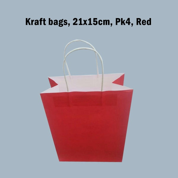 Kraft Bags, 21x15cm, Pk4, Red image 0