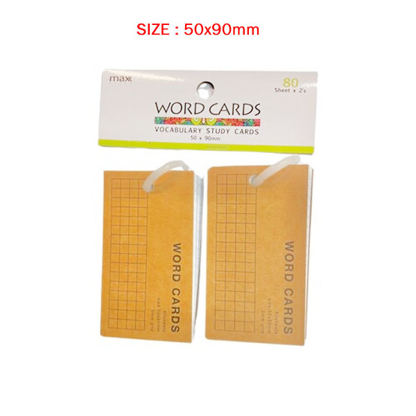 Max Brand Word Cards 50x90mm x 80 Sheet x 2's image 0