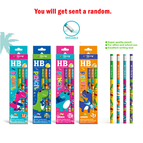 HB Pencils w erasers Boys12pc image 0